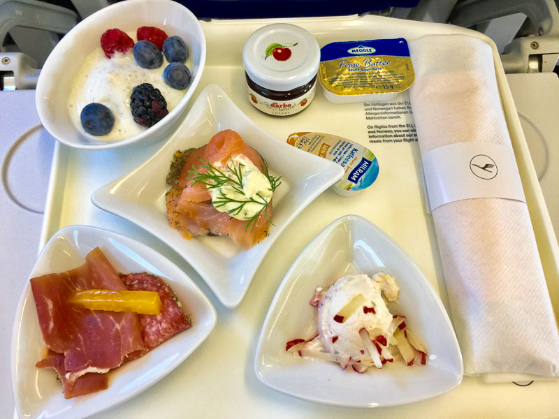 Lufthansa's first class breakfast course